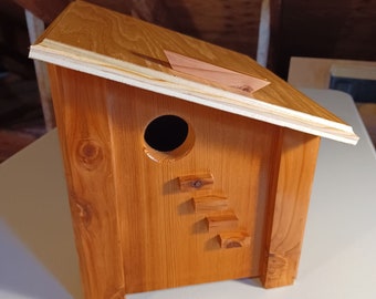 UNIQUE DESIGN! Redwood Vintner's Birdhouse, Modern Custom Wood Birdhouse Made From Reclaimed Redwood