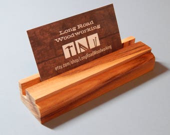 Hardwood Business Card Holder, Modern Craftsman Handmade Custom Wood Business Card Holder Display Stand Available in Various Designs