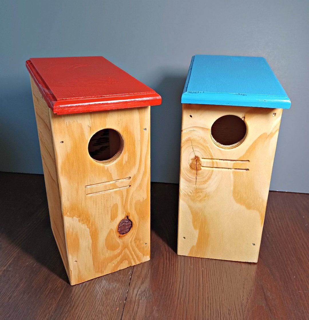 BUY One, GET One FREE Colorful Plywood Birdhouse With Hinge, Choose Red