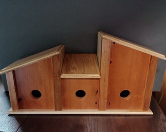 GREAT GIFT! Triplex Vintner's Birdhouse, Modern Custom Wood Birdhouse Made From Reclaimed Redwood