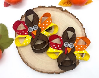 Thanksgiving Turkey Hairbows (Set)
