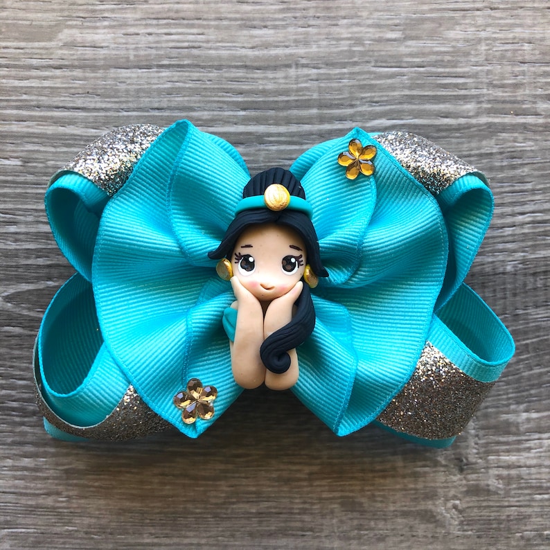 clay bow clay center Ariel hairbow Belle hairbow Elsa hairbow Princess Bow Jasmine hairbow