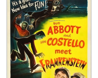 ABBOTT & COSTELLO Meet FRANKENSTEIN 1948 Horror Movie, Poster Print 15x22&quot;