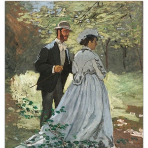 Bazille and Camille (1865) CLAUDE MONET Vintage Painting Poster -Unframed- Premium Art Print