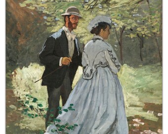 Bazille and Camille (1865) CLAUDE MONET Vintage Painting Poster -Unframed- Premium Art Print