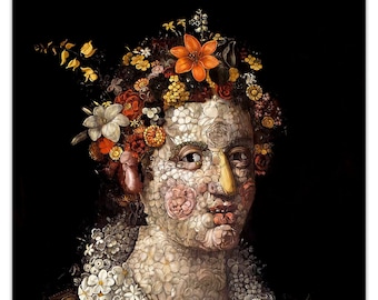 Giuseppe Arcimboldo FLORA (Borderless) 1591 Vintage Painting Premium Art Print