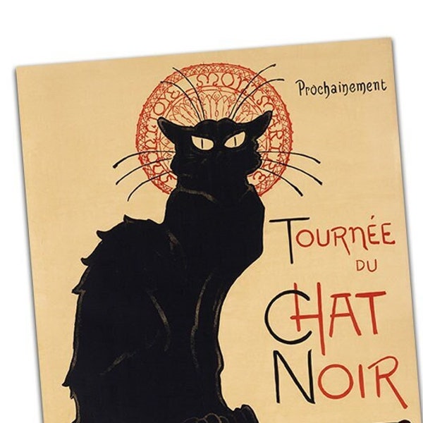 Tournée du Chat Noir 1896 by Théophile Steinlen (Borderless) Vintage BLACK CAT Painting Reprint