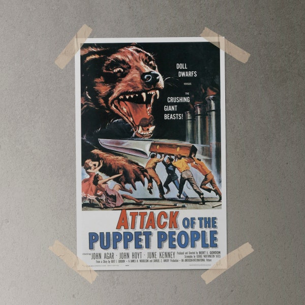 ATTACK Of The PUPPET PEOPLE Póster de la película/Impresión 22" x 14" Retocado digitalmente