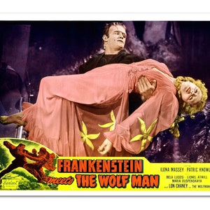 FRANKENSTEIN ENCONTRA O Homem Lobo 1943 Filme de terror vintage (cartaz colecionável) -Sem moldura- Impressão premium