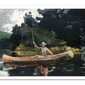 Winslow Homer THE NORTH WOODS 1878 Vintage Fishing Painting -Unframed- Premium Art Print
