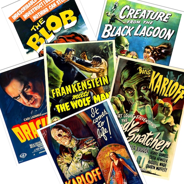 Vintage Monster Classic Horror Movie Posters 13" x 19" inch Quality Reprint