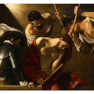 The Crowning with Thorns CARAVAGGIO 1602 Vintage Painting -Unframed- Premium Art Print