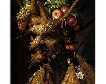 Giuseppe Arcimboldo DE VIER SEIZOENEN (Randloos) 1590 Schilderij Herdruk