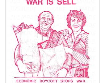 WAR IS SELL | Economic Boycott Stops War 1970 Anti-War Poster -Unframed- Print