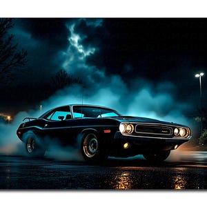 1970s Classic Muscle Car (Challenger RT Inspired) Poster -Unframed- Print