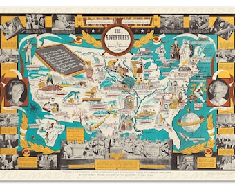 Vintage Mark Twain Adventure Map Poster - 1944 Film Promo - Literary Art Reprint