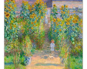 IN009　クロードモネ　ヴェトゥイユの画家の庭　ジクレー版画 クロード・モネ：ヴェトゥイユの画家の庭（1880年） - ジクレー版画