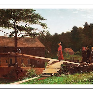 Winslow Homer, Old Mill THE MORNING BELL (1871) Vintage Painting Poster -Unframed- Premium Art Print
