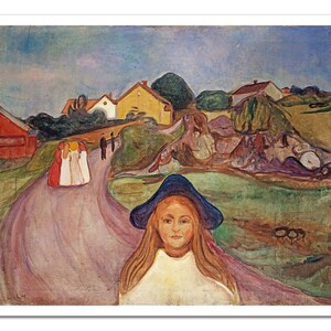 Edvard Munch ROAD IN AASGAARDSTRAND (1901) Vintage Famous Painting -Unframed- Premium Art Print