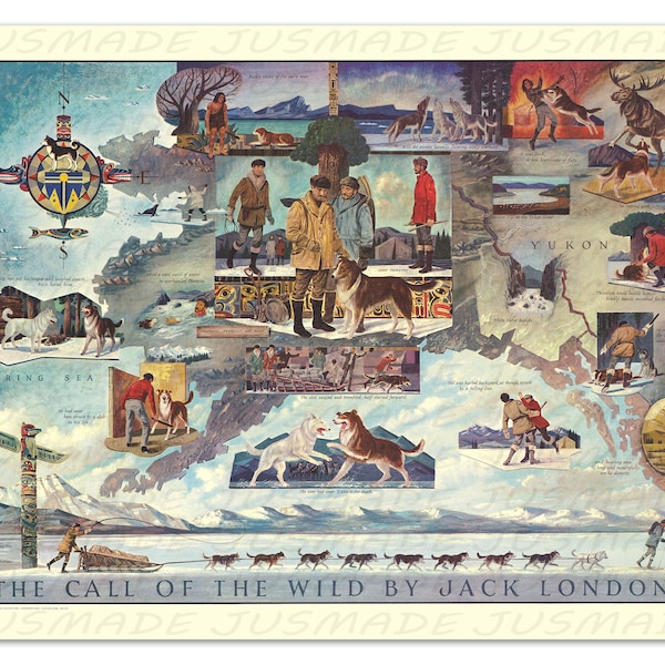The Call of the Wild by Jack London 1862 Pictorial Map -Unframed- Premium Art Print