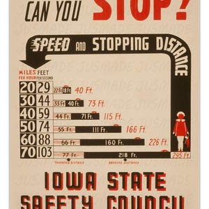 ¿Puedes PARAR? Póster de TIPOGRAFÍA de seguridad vial de estilo vintage -Sin marco- Impresión artística