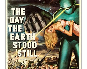 Day the Earth Stood Still- Vintage Sci-Fi Poster Robot Invasion 1951 Retro Print