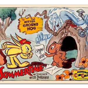 SUMMERTIME 1935 Vintage animiertes Cartoon Filmplakat, Wand-Dekor 55X17" Kunstdruck