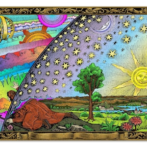 Gravure Flammarion ROUES DANS LES ROUES 1888 Psychédélique - Terre plate - Art mural, impression/poster