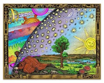 The Flammarion Gravura RODAS DENTRO DAS RODAS 1888 Psicodélico -Terra Plana- Arte de parede, Impressão/Pôster