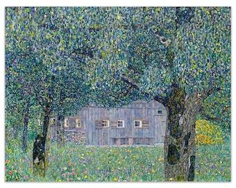 Gustav Klimt FARMHOUSE In UPPER AUSTRIA (1911-1912) Vintage Painting Poster -Unframed- Premium Art Print