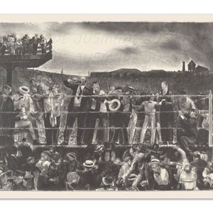 Introductie van Georges Carpentier (1921) GEORGE BELLOWS Vintage schilderij poster - ingelijste - Premium Art Print