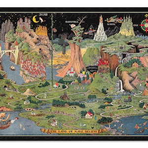 The LAND of MAKE BELIEVE Vintage Map 1930 (Poster) Märchen, Fantasie - Premium Kunstdruck