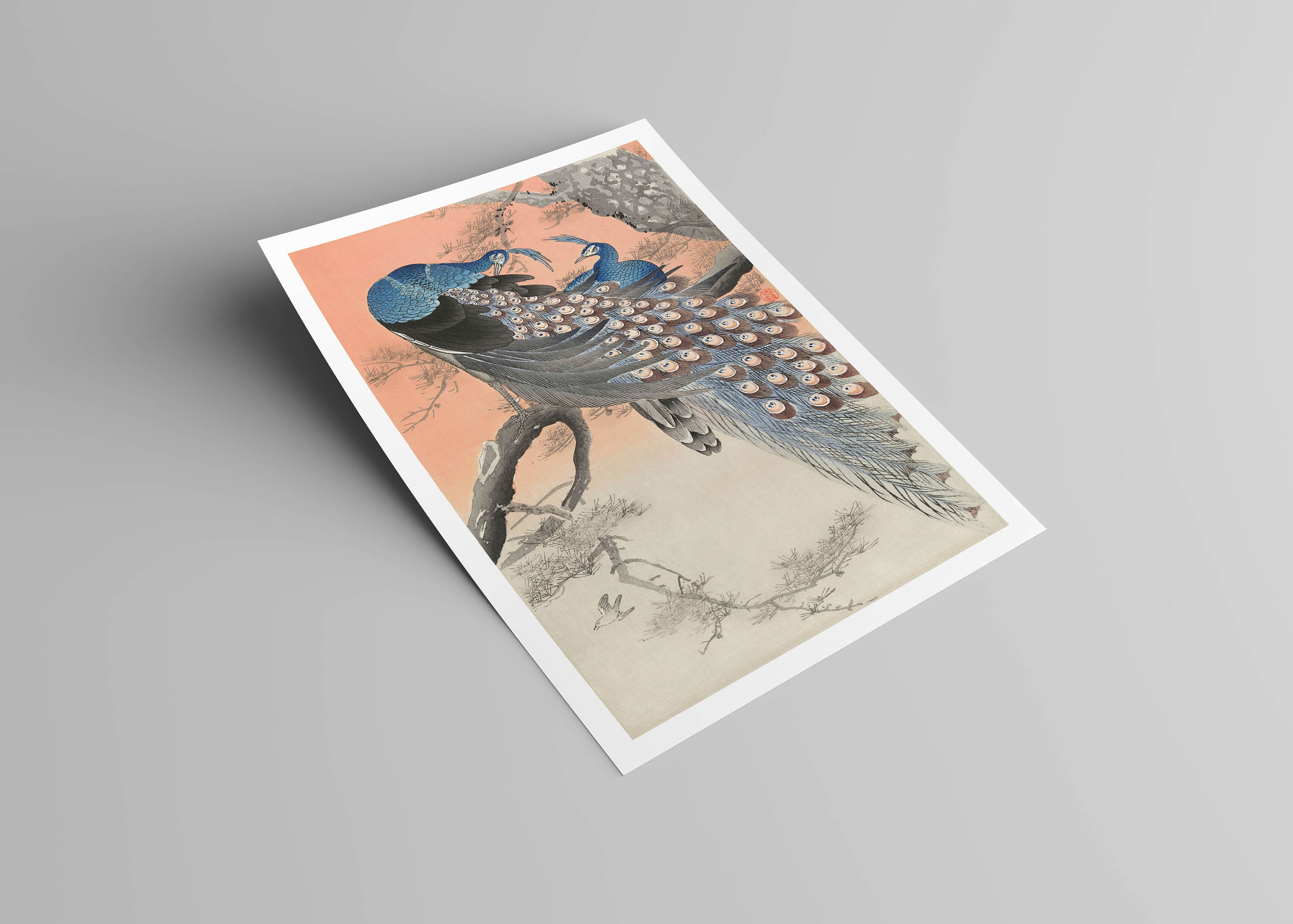 OHARA KOSON Two Peacocks on Tree Vintage JAPANESE Art (1925-1936) Print ...