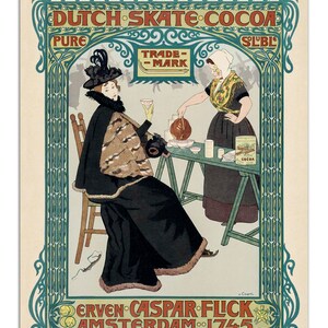 Dutch Skate Cocoa VAN CASPEL Vintage Illustration 1897 Poster Art Print