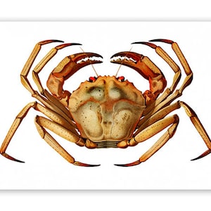 Vintage Deep Sea RED CRAB Illustration Art 1848 (Borderless) Poster Print 19x13&quot;