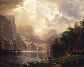 Among The Sierra Nevada ALBERT BIERSTADT 1867 Reproduction 19 x 13 inch
