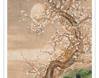 JAPANESE PLUM BLOSSOM Vintage Japanese Painting -Unframed- Art Print