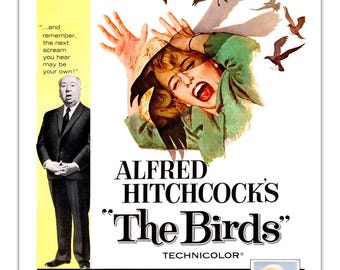 鳥映画ポスター – アルフレッド・ヒッチコック版画 – クラシックホラー