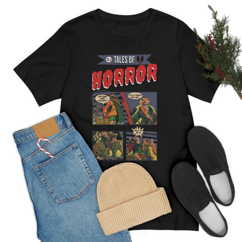 Vintage HORROR COMIC Book 1950s Distressed Style T-Shirt, Funny, Scary, Retro with Crazy Dogs image 5