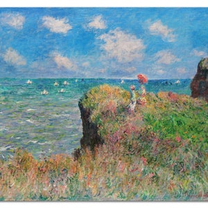 Cliff Walk at Pourville (1882) CLAUDE MONET Póster de pintura vintage -Sin marco- Impresión de arte premium
