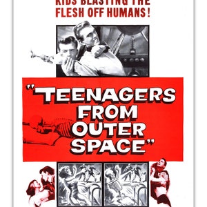 TEENAGERS From OUTER SPACE 1959 Sci-Fi Cult Classic Movie, Poster Print, 19&quot;x13&quot; Wall Decor