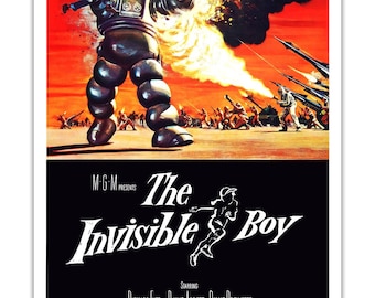 Invisible Boy - Vintage Sci-Fi Poster Robby Robot Rampage 1957 Retro Decor Print