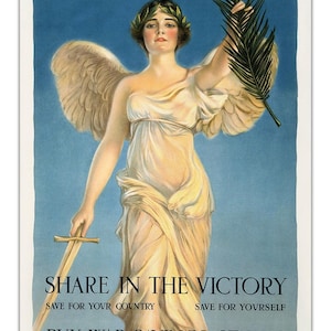Teilen Sie am Sieg, kaufen Sie Kriegssparmarke WW1 Plakat 1918 -Ungerahmt- Kunstdruck