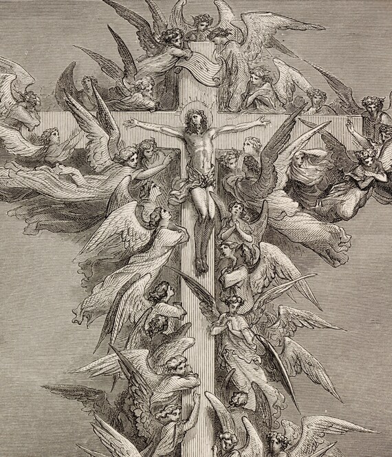 Gustave Dore: the VISION of the CROSS (1891) Vintage Illustration