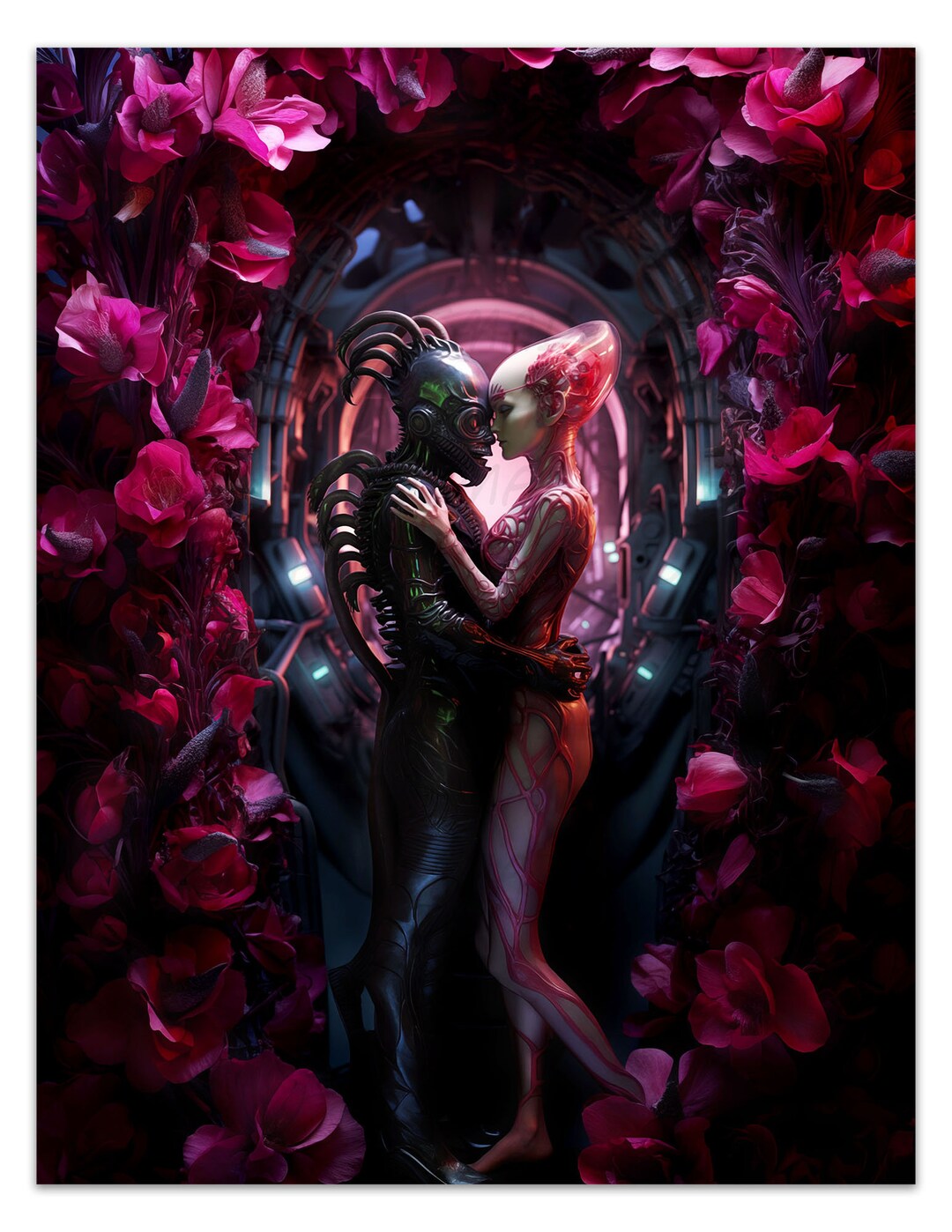 Alien Romance Sci-fi Poster (valentine's Day) Premium -unframed- AI Art ...