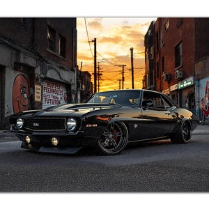 1960s Classic Muscle Car Black (Camaro Z28 Inspired) Poster -Unframed- Art Print