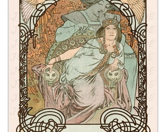 Ilsee, Princesse de Tripoli 1897 by ALPHONSE MUCHA Art Nouveau, Vintage Poster -Unframed- Premium Art Print