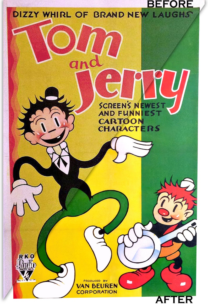 TOM and JERRY 19311933 van Beuren American Vintage Cartoon Poster