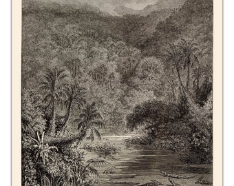 Gustave Dore: SCENERY On THE MISSISSIPPI (1891) Vintage Illustration Bible Art -Unframed- Premium Print
