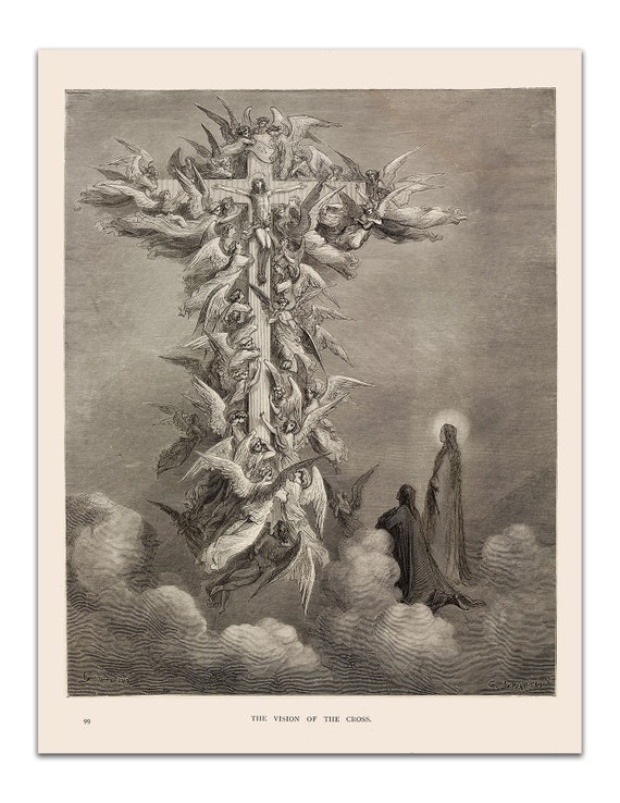 Gustave Dore: the VISION of the CROSS (1891) Vintage Illustration